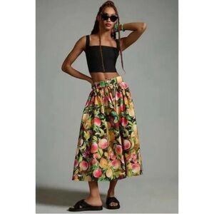 NWT Anthropologie Maeve Fruit Harvest Midi Skirt Size 2 MSRP $178